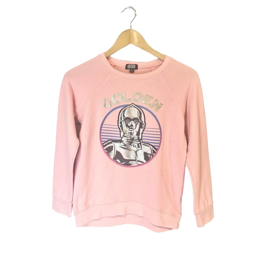 Star Wars Girl’s Size XL 14 16 Sweater C-3PO Golden Pink Shirt Top